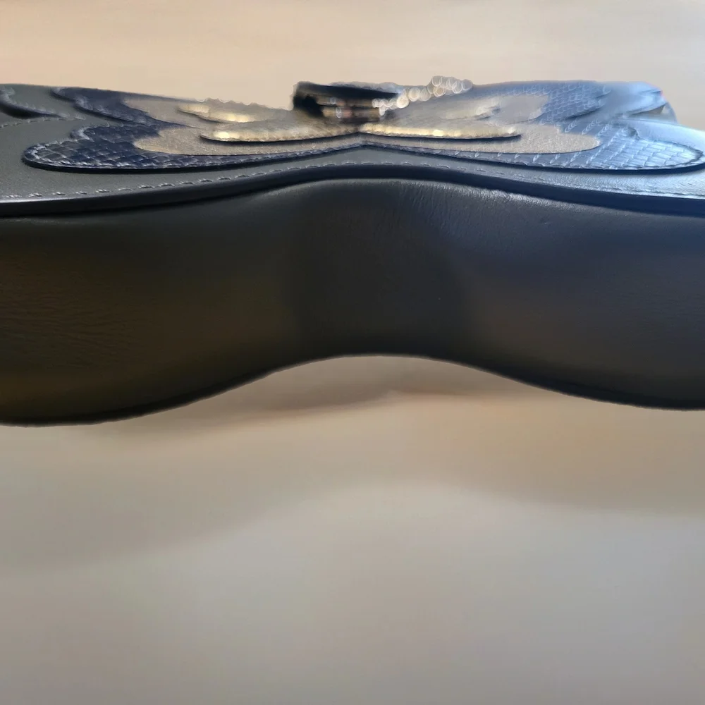 Michael Kors Butterfly Design Leather Crossbody Bag - Black and Gold - Picture 4 of 6